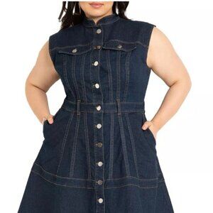Eloquii Blue Denim Midi Dress